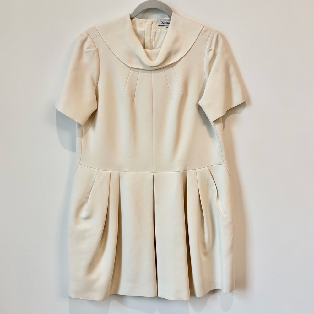 Dice Kayek Elegant Cream Short Sleeve Dress